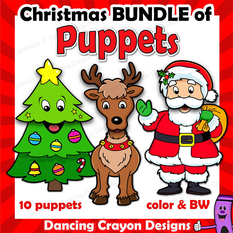 Christmas Paper Bag Puppet craft activity for kids Christmas Paper Bag puppets